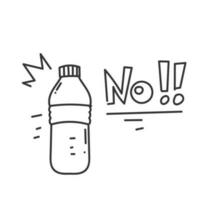 hand- getrokken tekening Nee plastic fles teken illustratie vector
