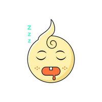 slaap. schattig baby emoticon. kleur, vlak en gemakkelijk schets stijl. gebruikt voor icoon, sticker of logo vector