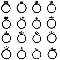 ring icoon vector set. bruiloft illustratie teken verzameling. juweel symbool. edelsteen logo.