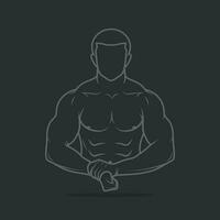 portret van een gespierd sterk zonder shirt mannetje bodybuilder vector illustratie ontwerp