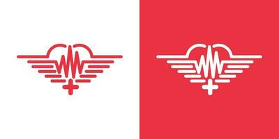 vliegend hart logo ontwerp vector sjabloon