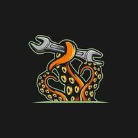 vector Octopus gereedschap logo ontwerp illustratie