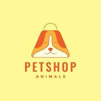 dier huisdieren hond huisdier winkel boodschappen doen zak tekenfilm mascotte logo ontwerp vector