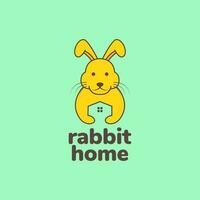 dier huisdieren konijn haas huis kooi mascotte tekenfilm modern logo ontwerp vector