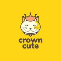 dier huisdieren kat kroon koning koninkrijk mascotte schattig tekenfilm logo ontwerp vector