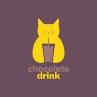 dier huisdieren kat drinken chocola mascotte modern logo ontwerp vector