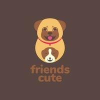 dier huisdieren hond puppy bulldog vrienden mascotte tekenfilm schattig logo ontwerp vector