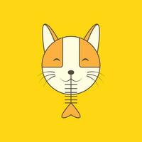 dier huisdieren kat katje eten vis botten meetkundig mascotte logo ontwerp vector
