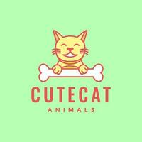 dier huisdieren katje kat botten glimlach mascotte tekenfilm schattig logo ontwerp vector