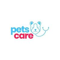 dier huisdieren hond hoofd zorg medisch stethoscoop kliniek modern mascotte logo ontwerp vector