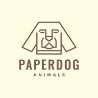 kunst papier hond huisdieren hoofd schattig mascotte tekenfilm lijnen minimaal logo icoon vector illustratie