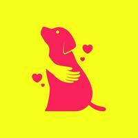hond knuffel hand- minnaar hart kleurrijk modern minimaal mascotte logo vector icoon illustratie