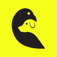 adelaar vogel en hond huisdieren modern minimaal mascotte logo icoon vector illustratie