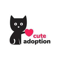 katje huisdieren stamboom adoptie liefde hart zorg mascotte tekenfilm modern schattig logo vector icoon illustratie