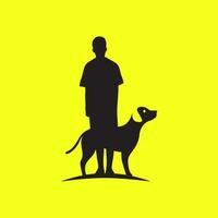 jong Mens en hond vrienden huisdieren minimaal gemakkelijk mascotte logo vector icoon illustratie