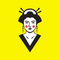 schoonheid Dames Japans cultuur traditioneel koninkrijk mascotte oud logo vector icoon illustratie