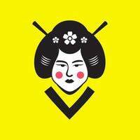 schoonheid Dames Japans cultuur traditioneel koninkrijk mascotte oud logo vector icoon illustratie