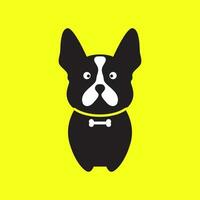 Boston terriër hond huisdieren puppy schattig staan mascotte kleurrijk modern logo icoon vector illustratie