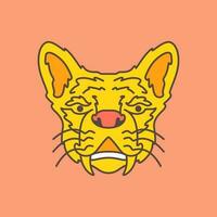 oude tijger oud lang hoektand beest mascotte kleurrijk gemakkelijk logo vector icoon illustratie