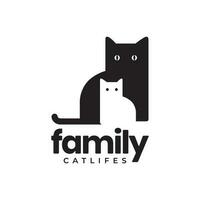 kat familie huisdieren stamboom zwart wit schattig tekenfilm vlak modern gemakkelijk mascotte logo icoon vector illustratie