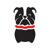 bulldog puppy hond schattig mascotte zwart gemakkelijk tekenfilm minimaal logo icoon vector illustratie