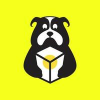 bulldog huisdieren houden lamp licht idee droom mascotte tekenfilm gemakkelijk logo icoon vector illustratie