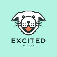 Amerikaans pit stier terriër hond hoofd mascotte tekenfilm gelukkig glimlach modern kleurrijk logo icoon vector illustratie