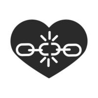 internationale mensenrechtendag gebroken ketting in hart hoop ontwerp silhouet pictogramstijl icon vector