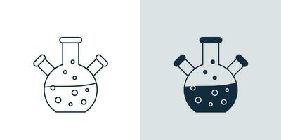 drie nek laboratorium glas icoon vector. chemisch glas wetenschap en wetenschappelijk fles illustratie vector
