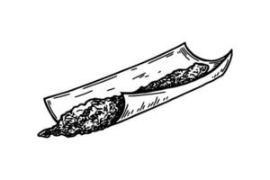 hennep gewricht. hand- getrokken vector illustratie in schetsen stijl. marihuana spliff