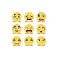 grappig tekenfilm geel ronde gezichten emoji verzameling vector