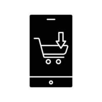 online winkel glyph icoon. bevat mobiel telefoon icoon met karretje. icoon illustratie verwant naar e-commerce winkel. gemakkelijk vector ontwerp bewerkbaar. pixel perfect Bij 32 X 32
