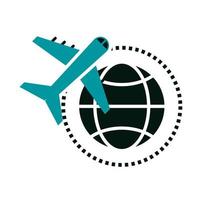zomervakantie reizen vliegtuig vliegen rond wereld platte pictogramstijl vector