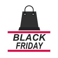 zwarte vrijdag boodschappentas promotie verkoop weekend flyer pictogram vlakke stijl vector