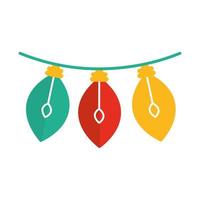 gelukkig vrolijk kerstfeest hangende lichten decoratie viering feestelijk plat pictogramstijl vector