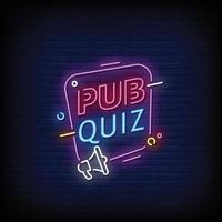 pub quiz neonreclames stijl tekst vector