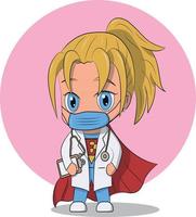 chibi kawaii verpleegster of dokter karakter vector