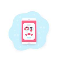 online dating-app, match, vector Pictogram