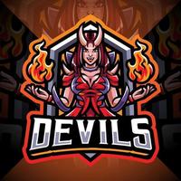 duivels meisje esport mascotte logo ontwerp vector