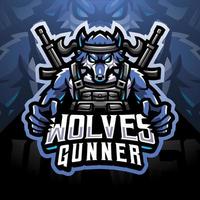 wolven gunner esport mascotte logo ontwerp vector
