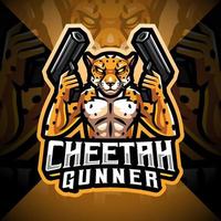 cheetah gunner esport mascotte logo vector