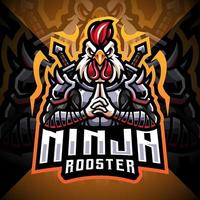 ninja haan esport mascotte logo ontwerp vector