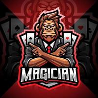 magische aap esport mascotte logo vector