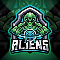 alien esport mascotte logo ontwerp vector