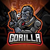 gorilla gunners esport mascotte logo ontwerp vector