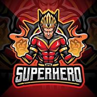 superheld esport mascotte logo ontwerp vector