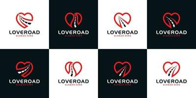 verzameling van gelukkig weg logo ontwerp sjabloon. straat logo met hart liefde grafisch ontwerp vector illustratie. symbool, icoon, creatief.