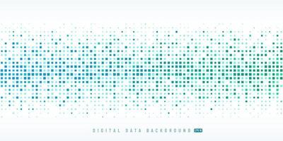 abstracte digitale data technologie vierkante lichtblauwe en groene patroon pixel achtergrond met kopie ruimte. modern futuristisch horizontaal pixelontwerp. vector illustratie
