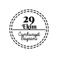 cumhuriyet bayrami-vieringsdag met 29-nummer in silhouetstijl met zegelstempel vector