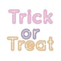 halloween trick and treat woorden neon stijlicoon vector